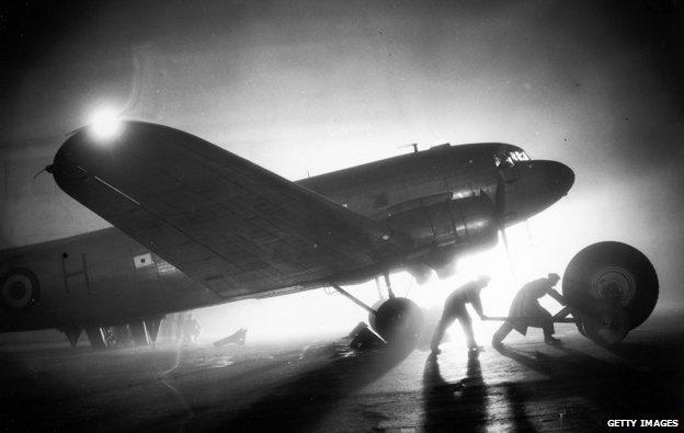 Plane being made ready to take part in the Berlin airlift