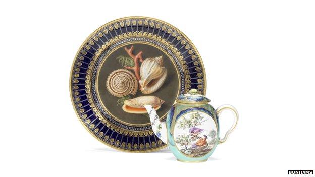 Sevres plate and teapot