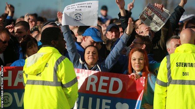 Cardiff fans protest