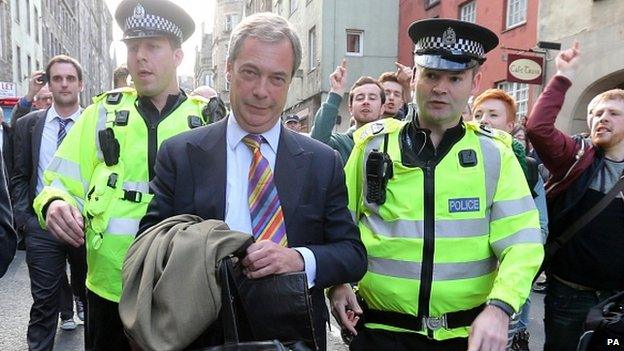 Nigel Farage faces protests in Edinburgh