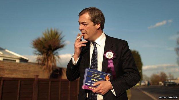 Nigel Farage campaigning ahead of the 2010 general election