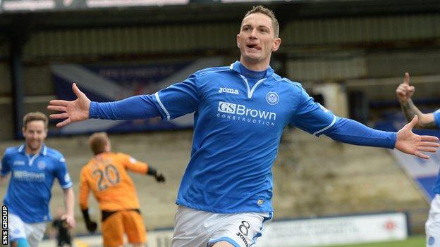 Gary MacDonald celebrates a goal for St Johnstone