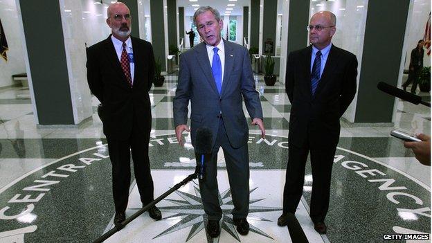 Former US President George W Bush at CIA HQ 14/08/2008