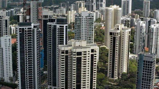 A general view of residential housing is seen in Singapore on 6 March 2014