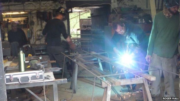 Allerford Forge making oyster trestles