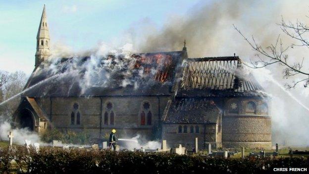 St Mary's Church fire in March