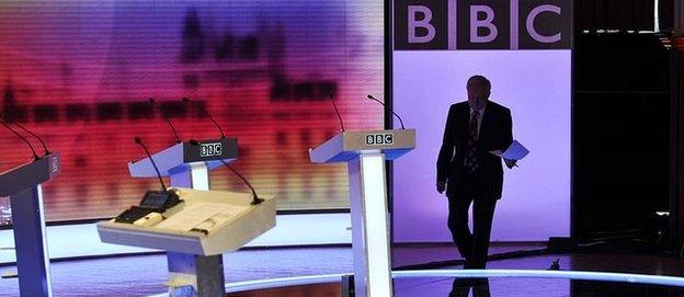 David Dimbleby prepares for the leaders' debates in the 2010 General Election campaign