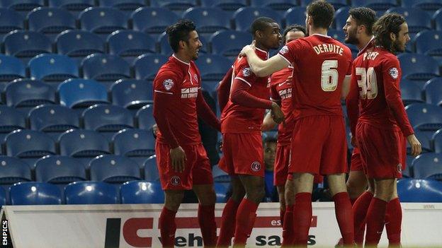 Charlton celebrate Reza Ghoochannejhad's goal