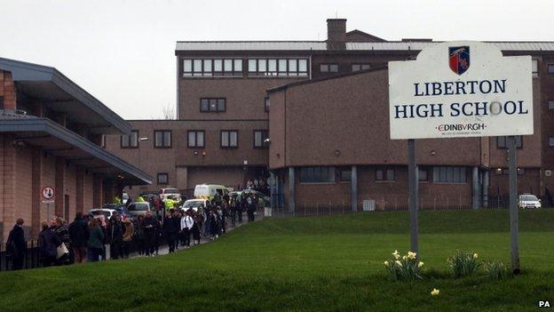 Pupils leave the school