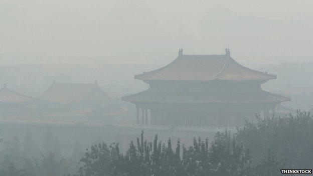 Forbidden City through the smog