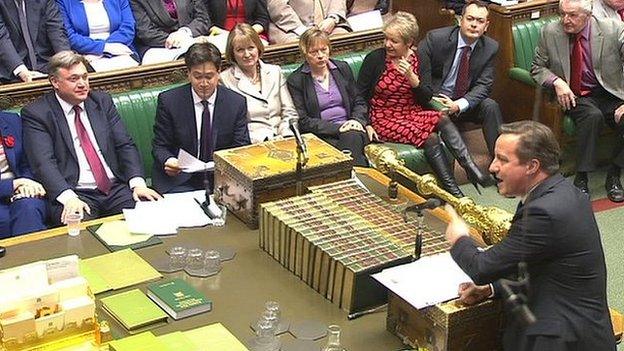 David Cameron and Ed Miliband at PMQs