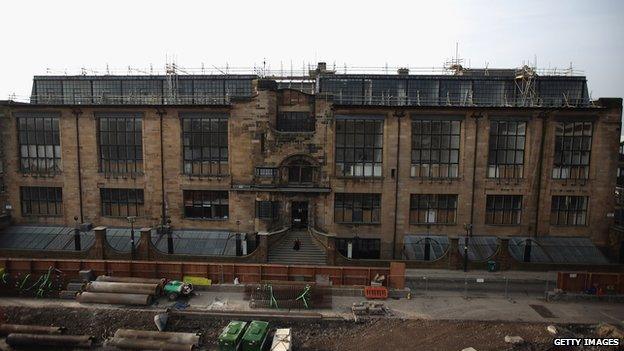 When the old building across the street was demolished in 2012 it was possible to photograph the full Mackintosh school of art for the first time in decades.