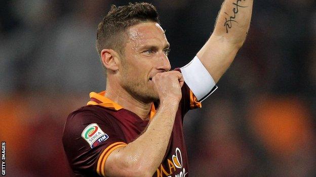 Francesco Totti celebrates his goal against Parma