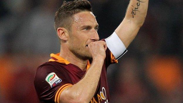 Francesco Totti celebrates his goal against Parma