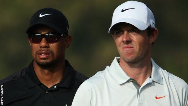 Tiger Woods (left) and Rory McIlroy