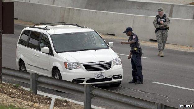 Car checks at Fort Hood, 2 April