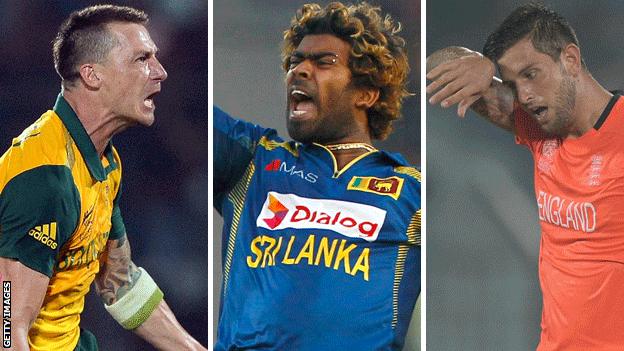 Dale Steyn, Lasith Malinga and Jade Dernbach