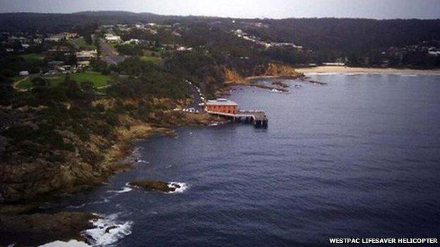 View from a search helicopter combing the Tathra coast