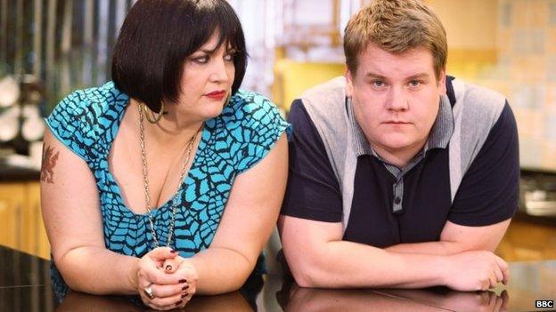 Gwen Jones and James Corden in Gavin and Stacey