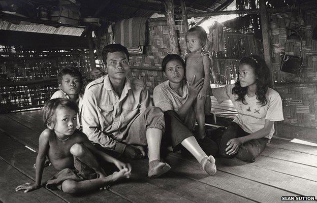 Family in the village of Chisang, Cambodia