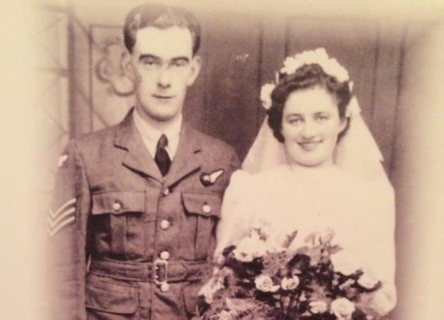 Joseph and Kathleen Bannan on their wedding day in September 1944