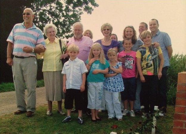 Flt Sgt Bannan's family at the memorial in Bicker