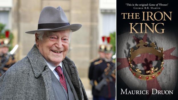 Maurice Druon and cover of his book, The Iron King