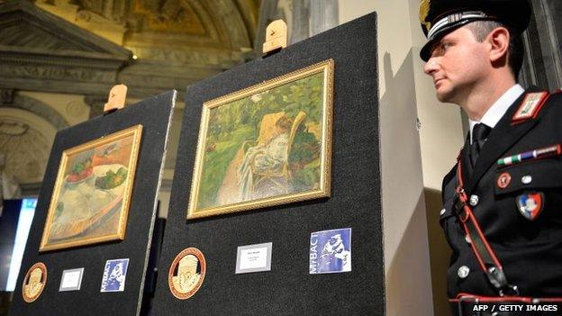 Italian police revealed the paintings at a press conference on Wednesday