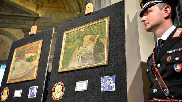 Italian police revealed the paintings at a press conference on Wednesday