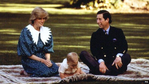 Prince William and the Prince and Princess of Wales in 1983