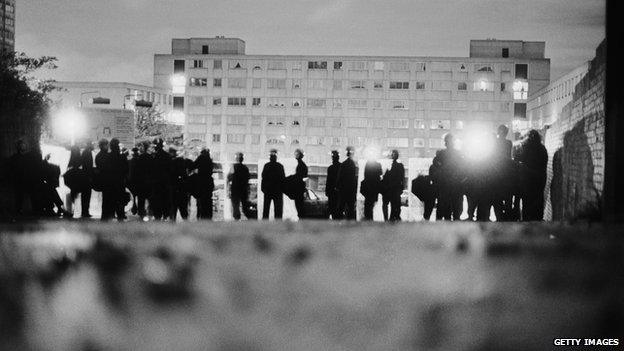 Riot police at Broadwater Farm Estate