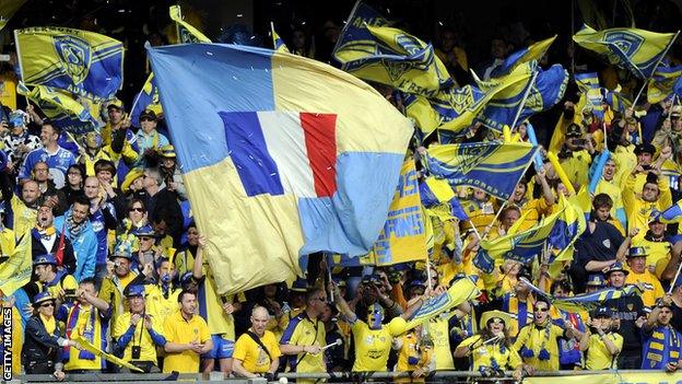 Clermont fans pictured during the 2013 Heineken Cup