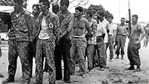 Cuban counter-revolutionaries after their capture in the Bay of Pigs, Cuba. April 1961