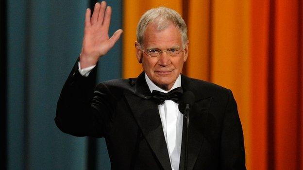 David Letterman waves during the 26 March, 2011, Comedy Awards