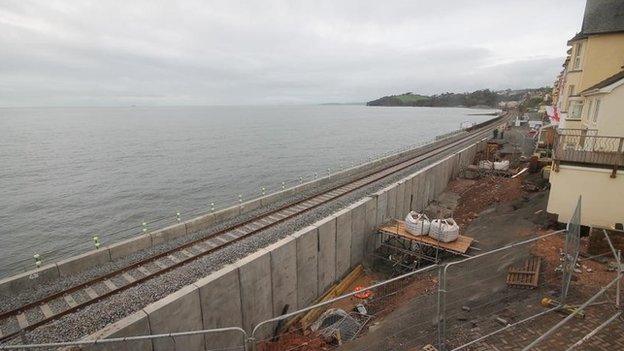 Repaired Dawlish rail line. Pic: Network Rail