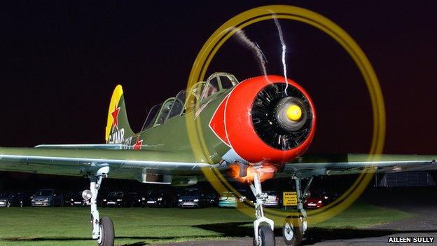 The YAK aircraft piloted by Andrew during an evening air display at North Weald 2012