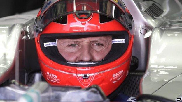 Grand Prix driver Michael Schumacher, of Germany, sits in his car during a free practice at the Interlagos race track in Sao Paulo in 2012