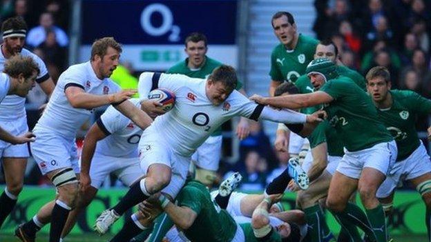 Rugby match between England and Ireland