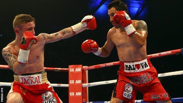 Carl Frampton beat Hugo Cazares inside two rounds at the Odyssey Arena in Belfast