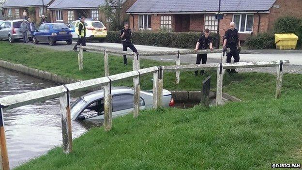 Car in Llangollen Canal