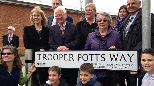 Unveiling of Trooper Potts Way sign