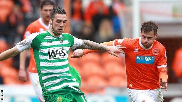 Blackpool against Yeovil at Bloomfield Road