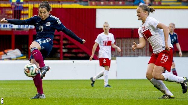 Leanne Crichton scores for Scotland against Poland