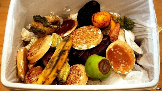 Food waste in bin