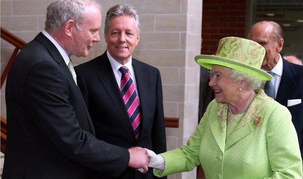 Sinn Féin's Martin McGuinness shook hands with the Queen for the first time in June 2012