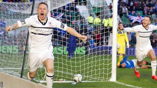 John Baird's goal four minutes from the end of extra-time won Raith Rovers the Ramsdens Cup against Rangers