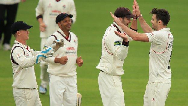 Jimmy Anderson celebrates