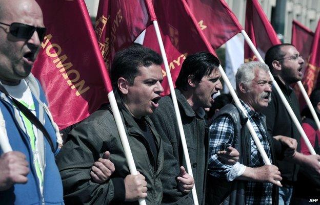 Demonstrators in Athens (27 March 2014)