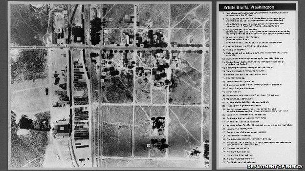 Overhead shot of White Bluffs, a former town near Hanford