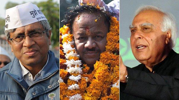 From left to right, Ashutosh, Harsh Vardhan and Kapil Sibal say their party will win the general election